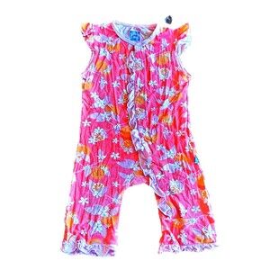 Kickee Pants Bamboo Toddler Girl Orange Flower One-piece Romper 18-24mo